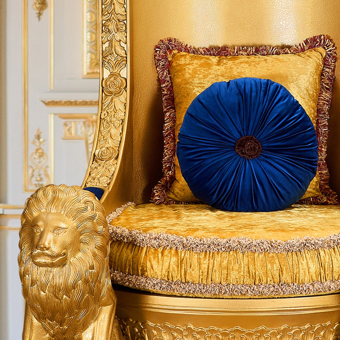 HD-1800 Metallic Antique Gold Lion Throne Chair from Homey Design - Luna Furniture