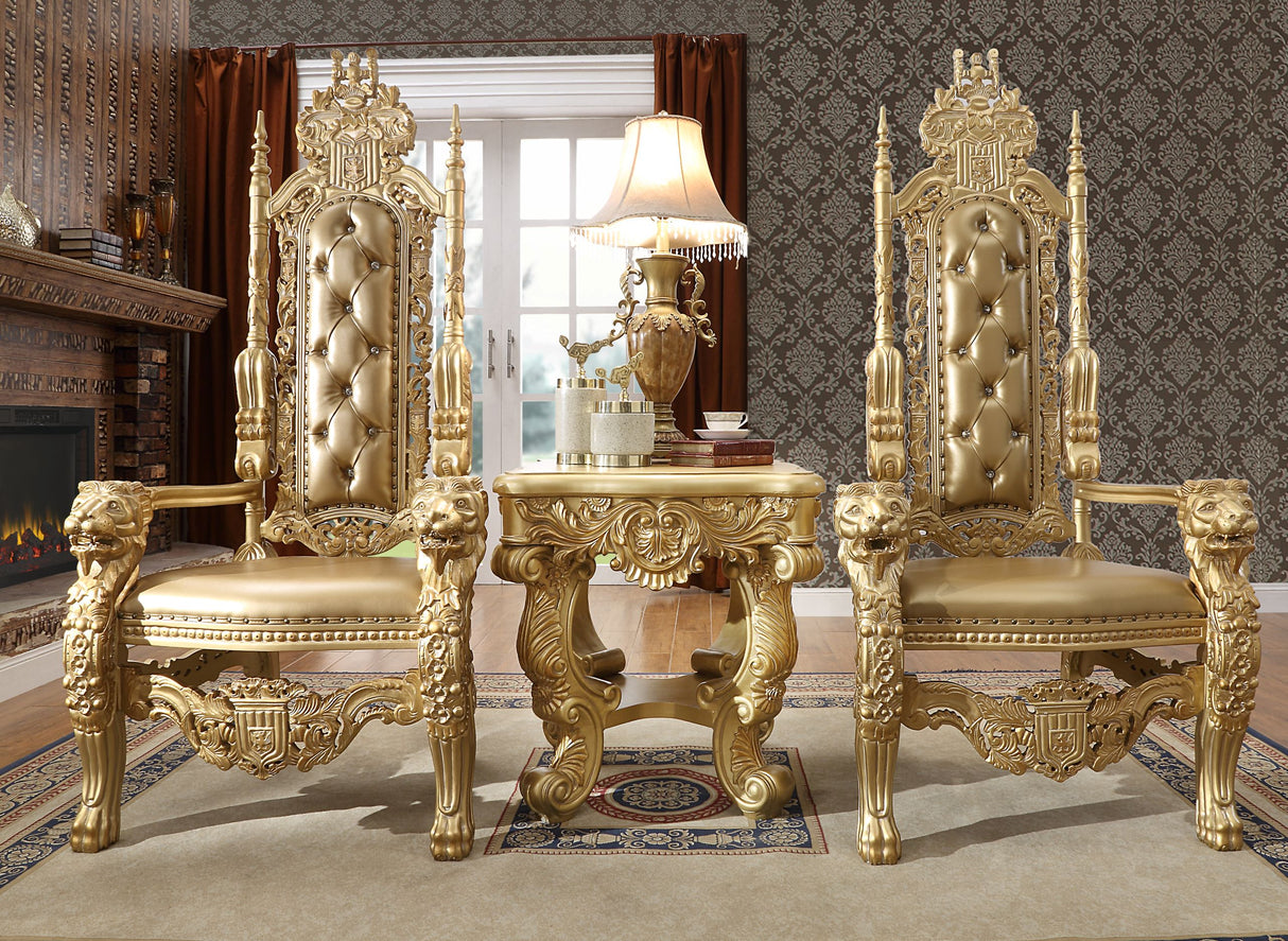 HD-1801 Metallic Antique Gold King Chair from Homey Design - Luna Furniture