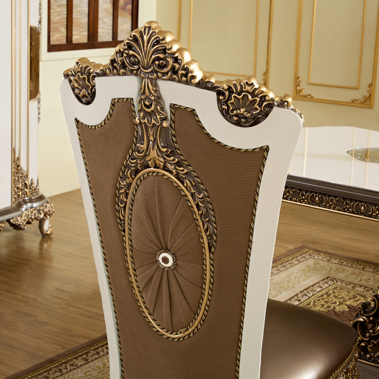 HD-1881 Ivory/Bronzed Copper Arm Chair from Homey Design - Luna Furniture