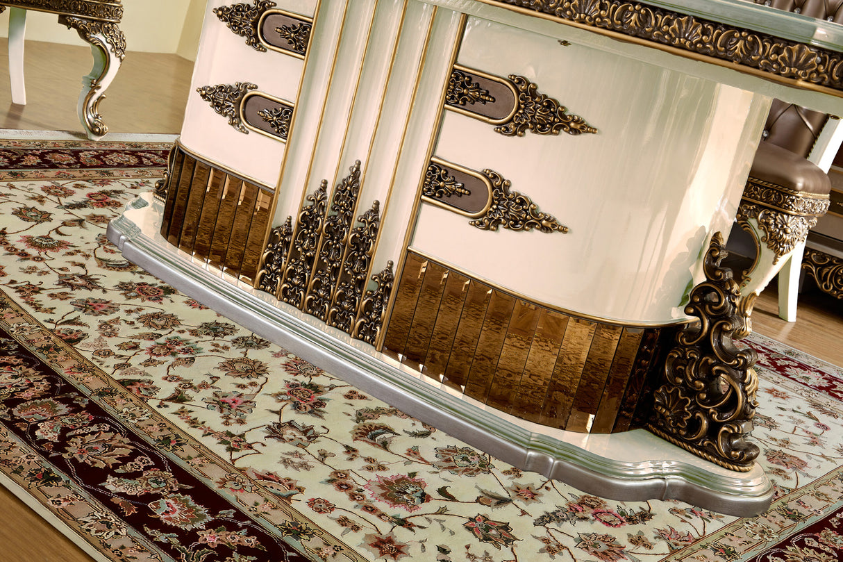 HD-1881 Ivory/Bronzed Copper Dining Table from Homey Design - Luna Furniture