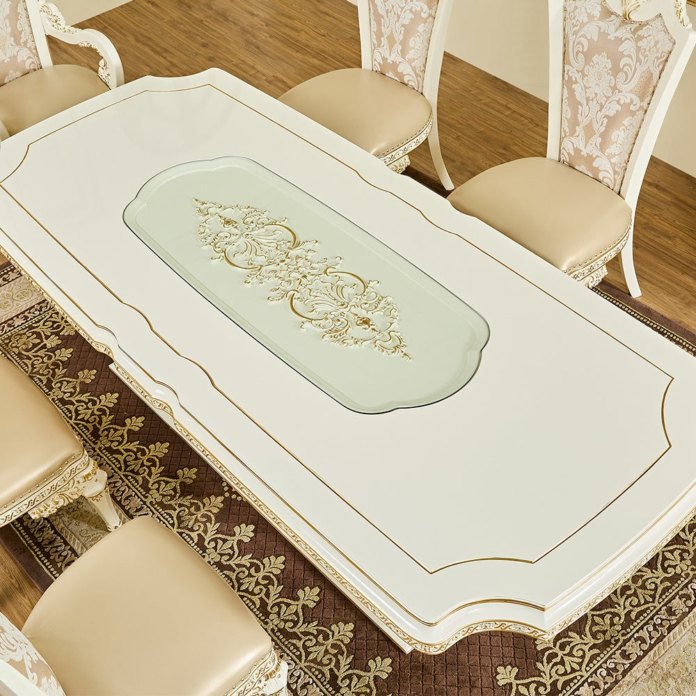 HD-1882 Ivory/Gold 7-Piece Dining Set from Homey Design - Luna Furniture