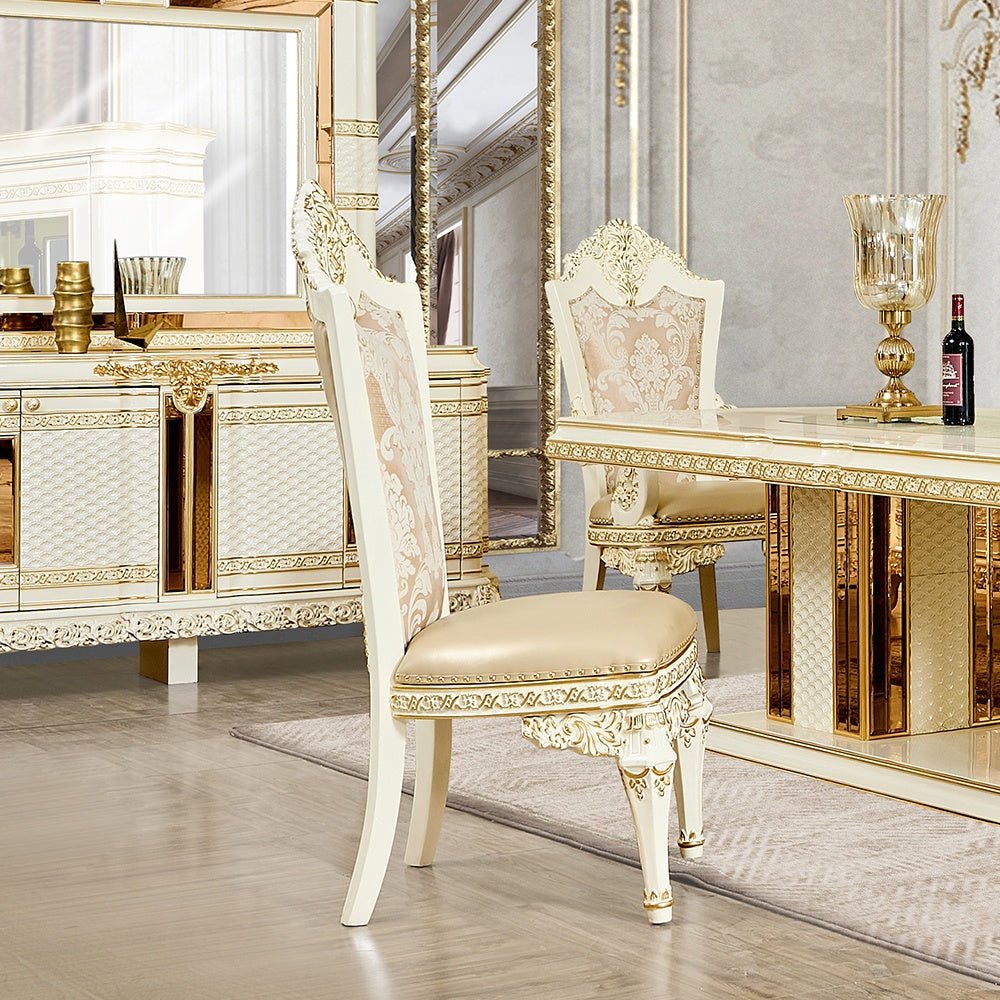 HD-1882 Ivory/Gold 7-Piece Dining Set from Homey Design - Luna Furniture