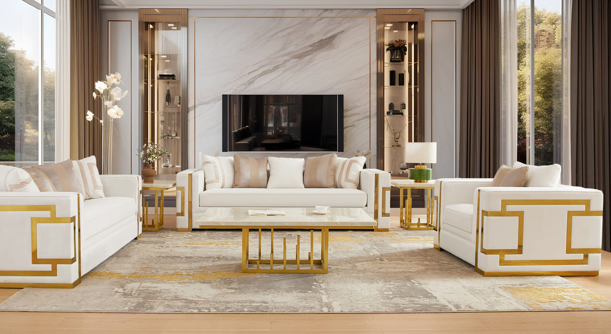 HD-2131 Gold Metallic Loveseat from Homey Design - Luna Furniture
