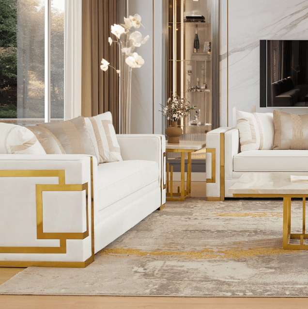 HD-2131 Gold Metallic Loveseat from Homey Design - Luna Furniture