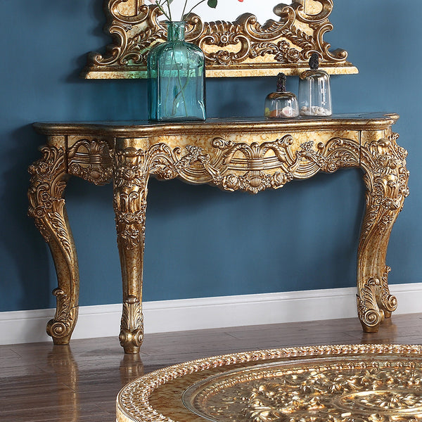 HD-328G Marbled Gold Console Table