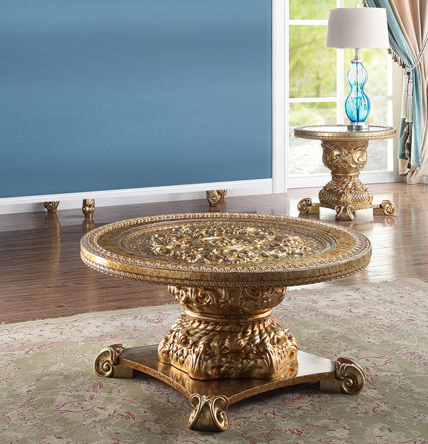 HD-328G Marbled Gold 3-Piece Coffee Table Set
