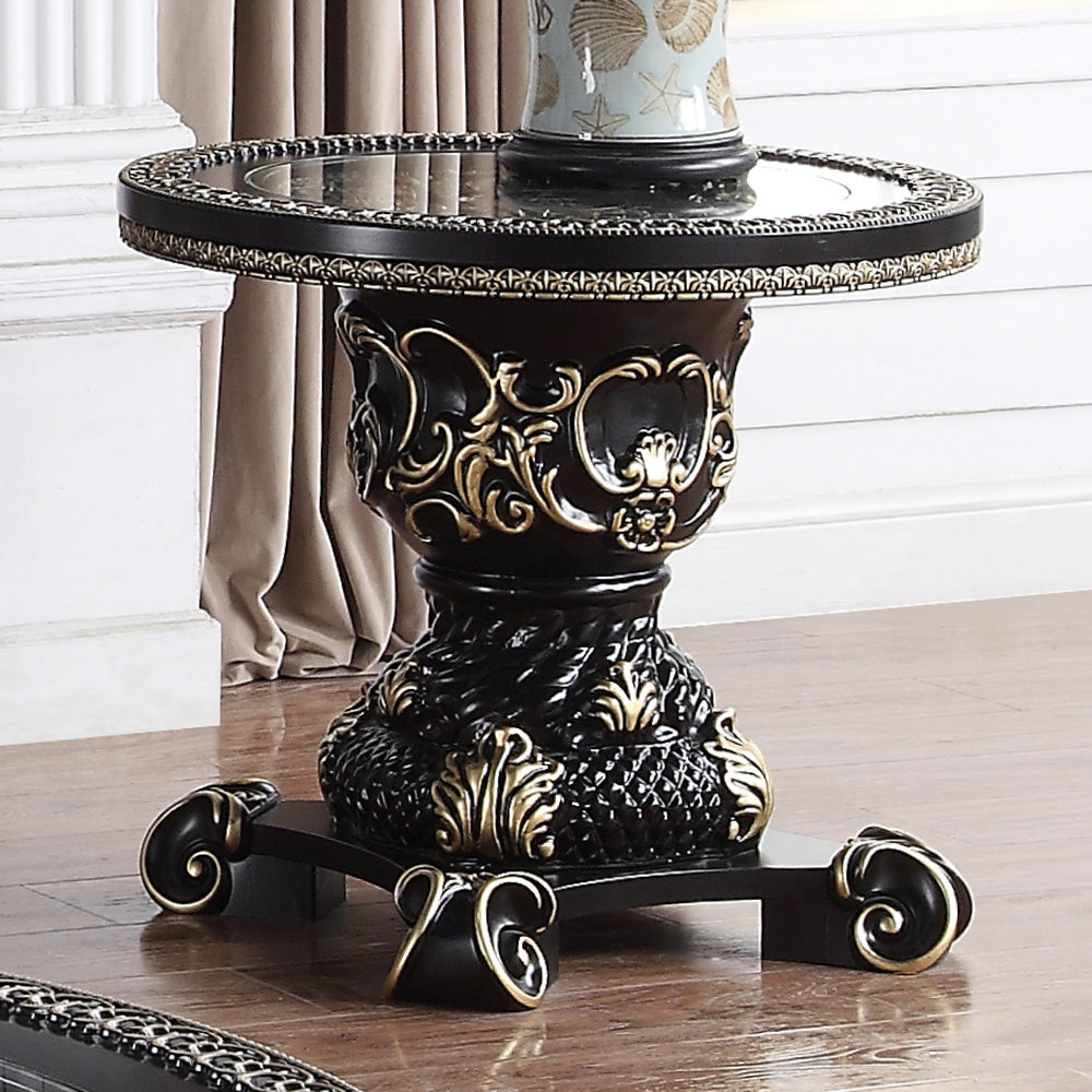 HD-328B Ebony Black/Antique Gold 3-Piece Coffee Table Set from Homey Design - Luna Furniture