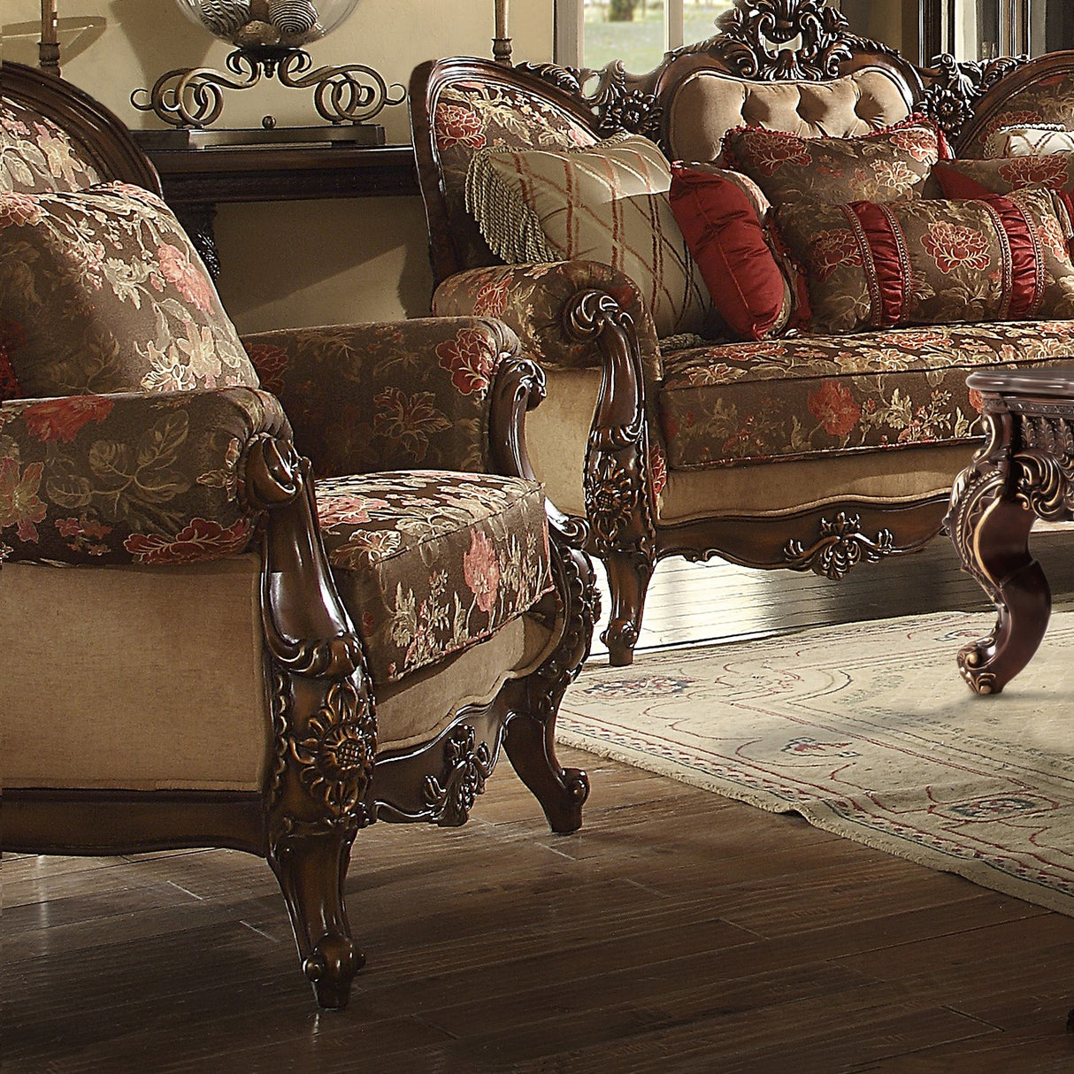 HD-39 Dark Cherry Oak 3-Piece Living Room Set from Homey Design - Luna Furniture