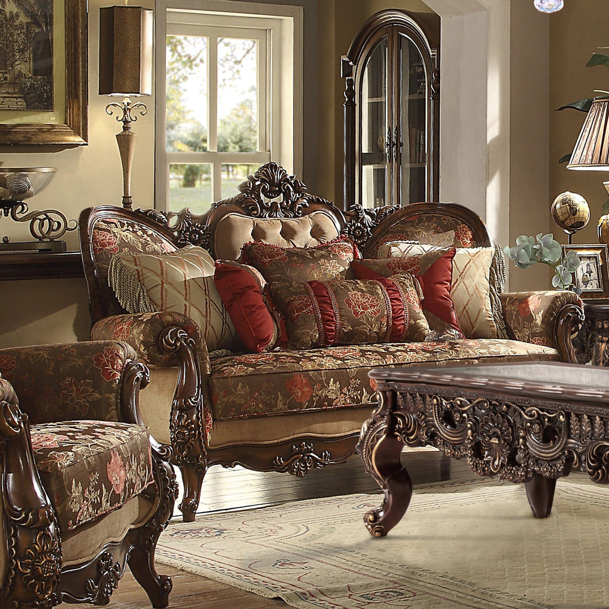 HD-39 Dark Cherry Oak 3-Piece Living Room Set from Homey Design - Luna Furniture