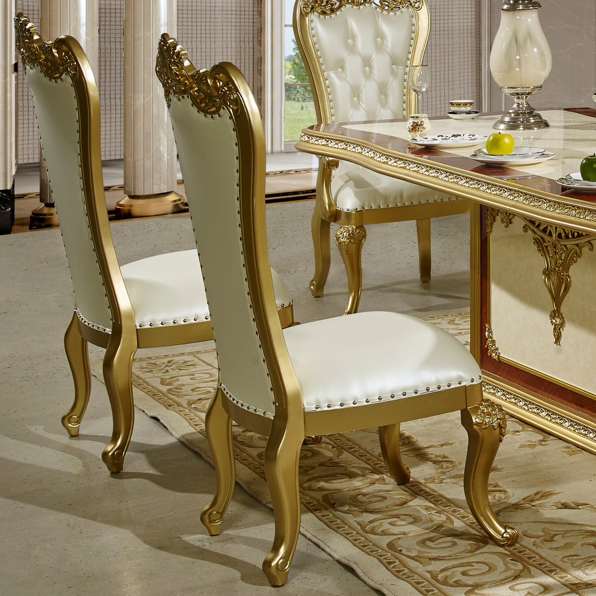 HD-5138 Pearl/Cherry 11-Piece Dining Room Set (Table & 2 Arm Chairs & 6 Side Chairs & Buffet & Mirror) from Homey Design - Luna Furniture