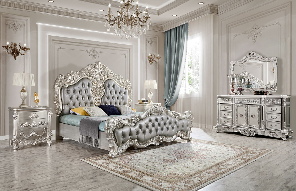 HD-5800GR Antique Silver Gray 5-Piece Bedroom Set from Homey Design - Luna Furniture