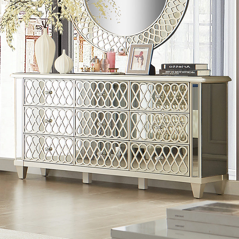 HD-6000 Champagne Silver Gold 5-Piece Bedroom Set from Homey Design - Luna Furniture