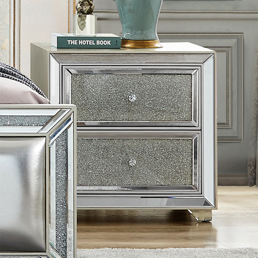 HD-6045 Champagne Silver Nightstand from Homey Design - Luna Furniture