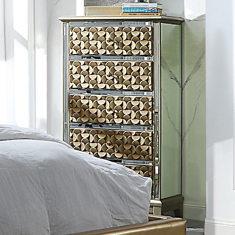 HD-6065 Antique Gold/Mirror Chest from Homey Design - Luna Furniture