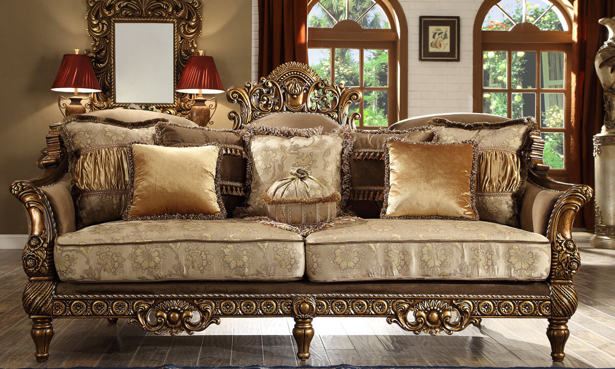 HD-610 Metallic Antique Gold 3-Piece Living Room Set from Homey Design - Luna Furniture