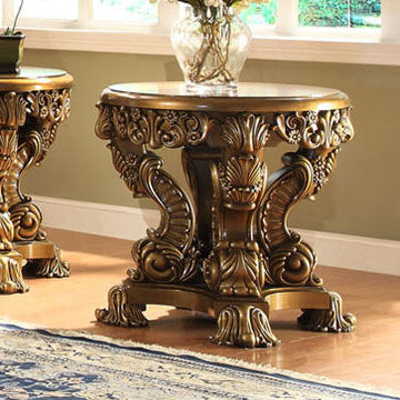 HD-8008 Metallic Antique Gold/Perfect Brown End Table from Homey Design - Luna Furniture