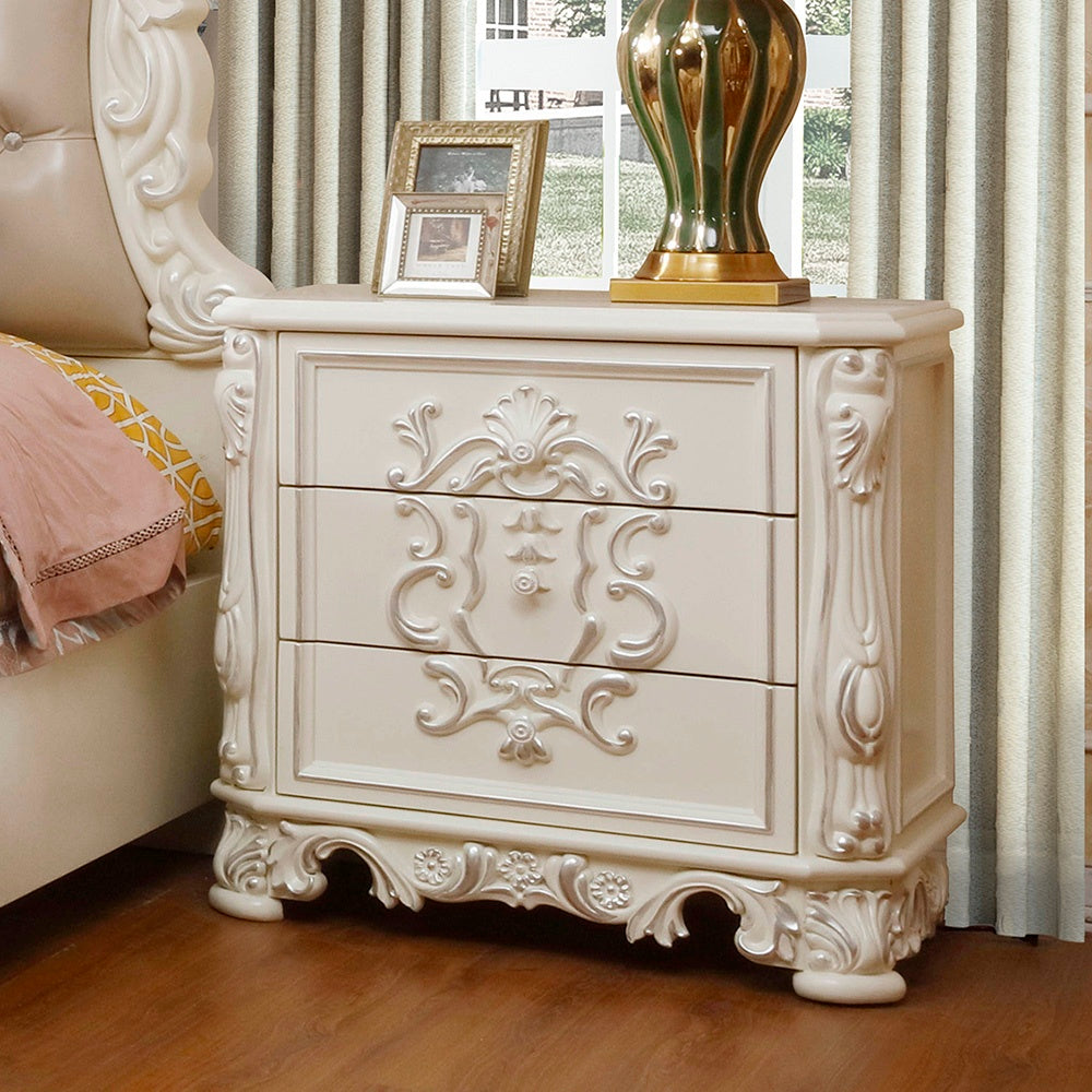 HD-8008 Ivory/Silver Accents 4-Piece Bedroom Set Ivory from Homey Design - Luna Furniture