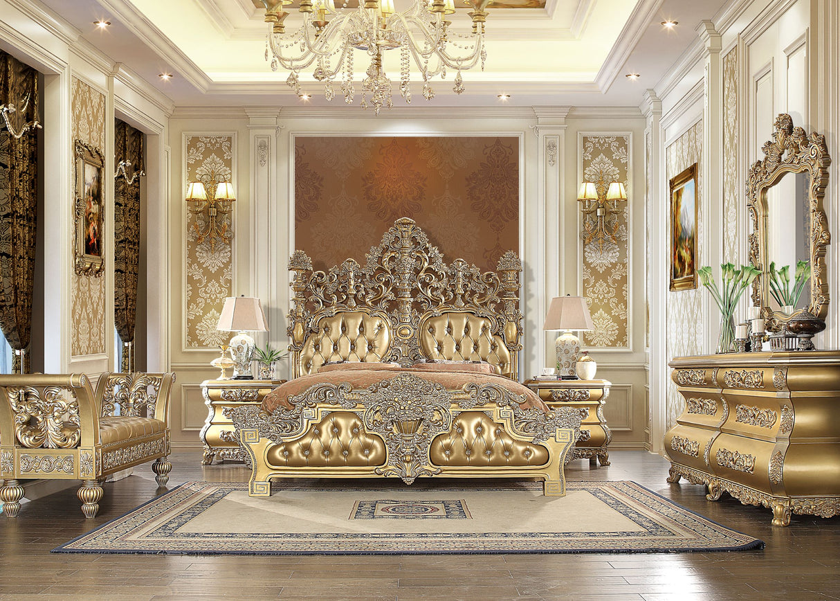 HD-8016 Metallic Bright Gold Bed from Homey Design - Luna Furniture