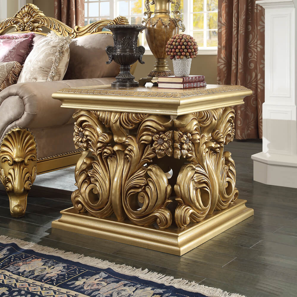 HD-8016 Metallic Bright Gold End Table from Homey Design - Luna Furniture