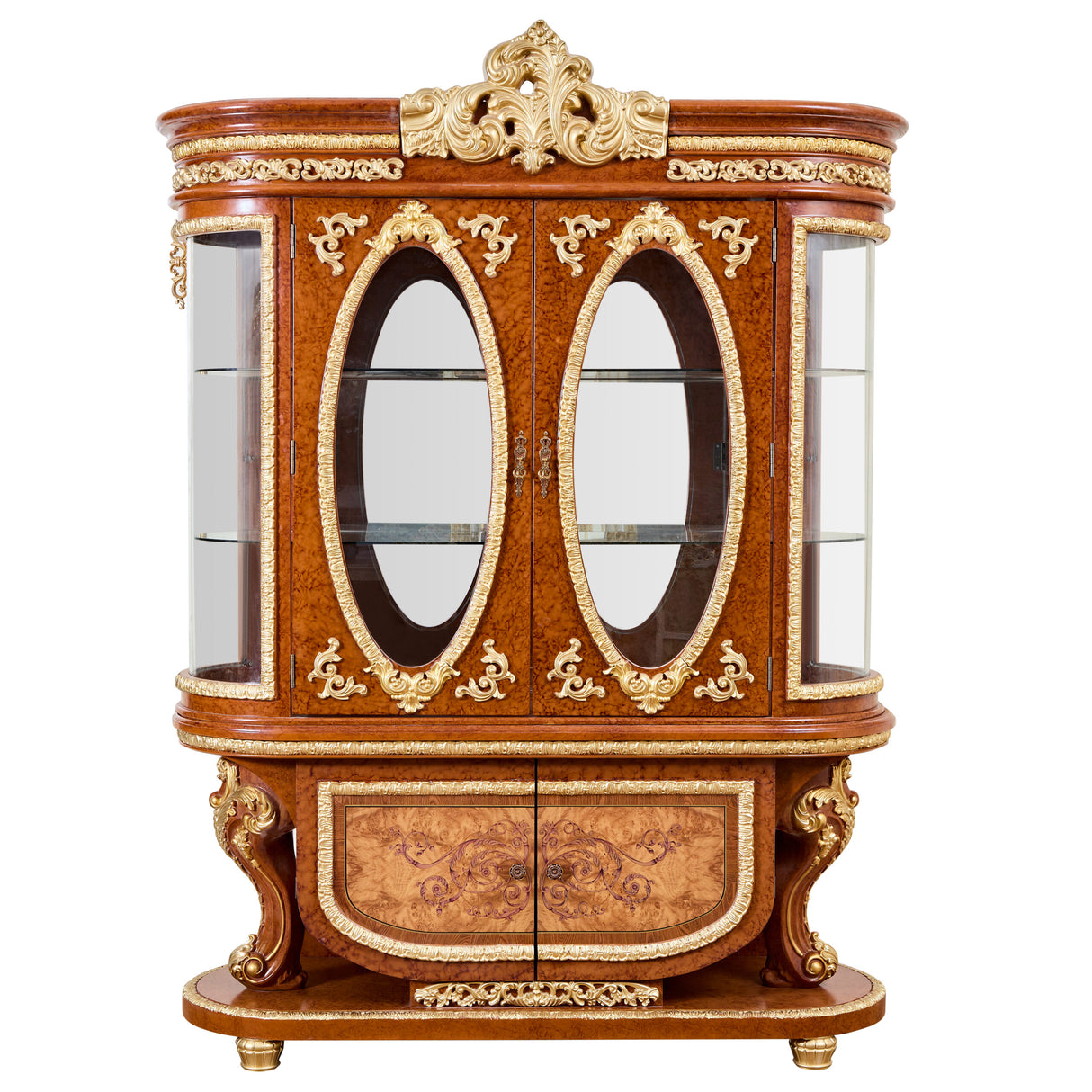 HD-8024 Cherry/Metallic Gold China from Homey Design - Luna Furniture