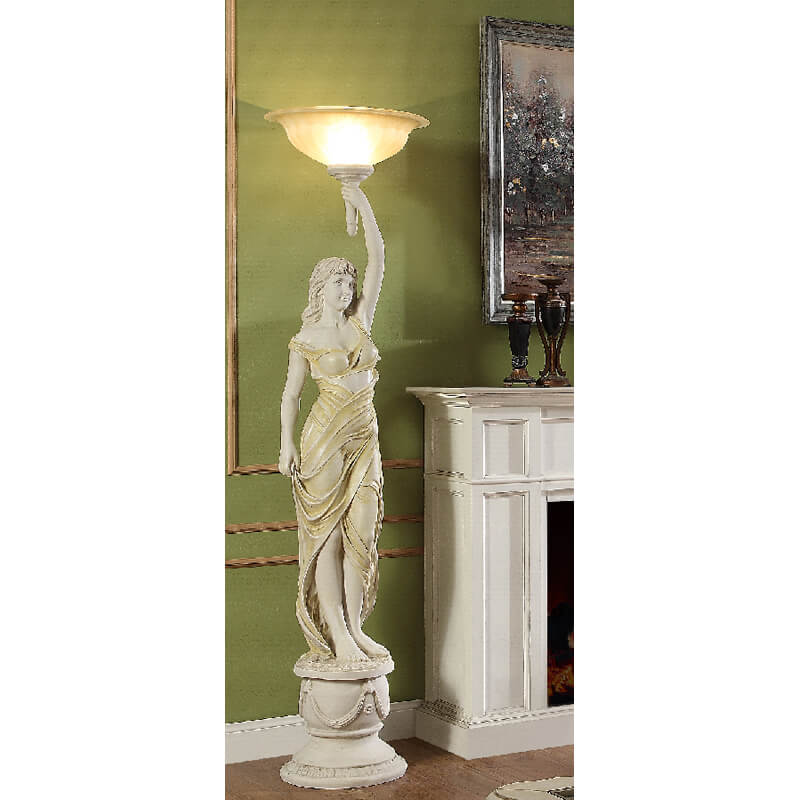 HD-8025 Antique White/Tan Face Left Lamp from Homey Design - Luna Furniture