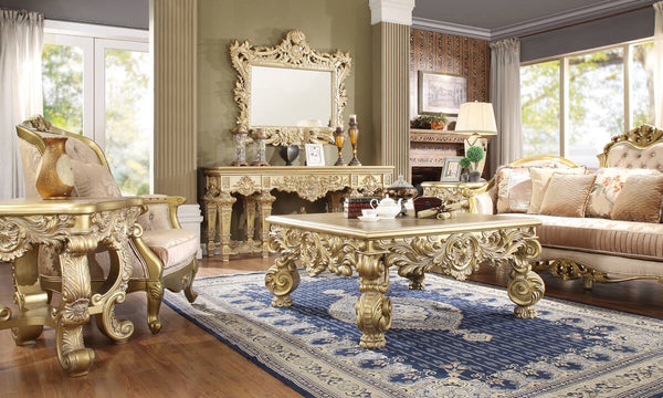 HD-8086 Metallic Bright Gold 3-Piece Coffee Table Set
