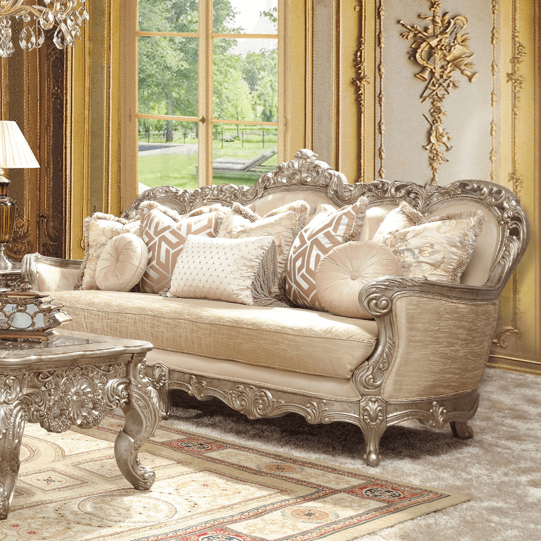 HD-8925 Metallic Antique Gold/Belle Silver Mix Champagne 3-Piece Living Room Set from Homey Design - Luna Furniture
