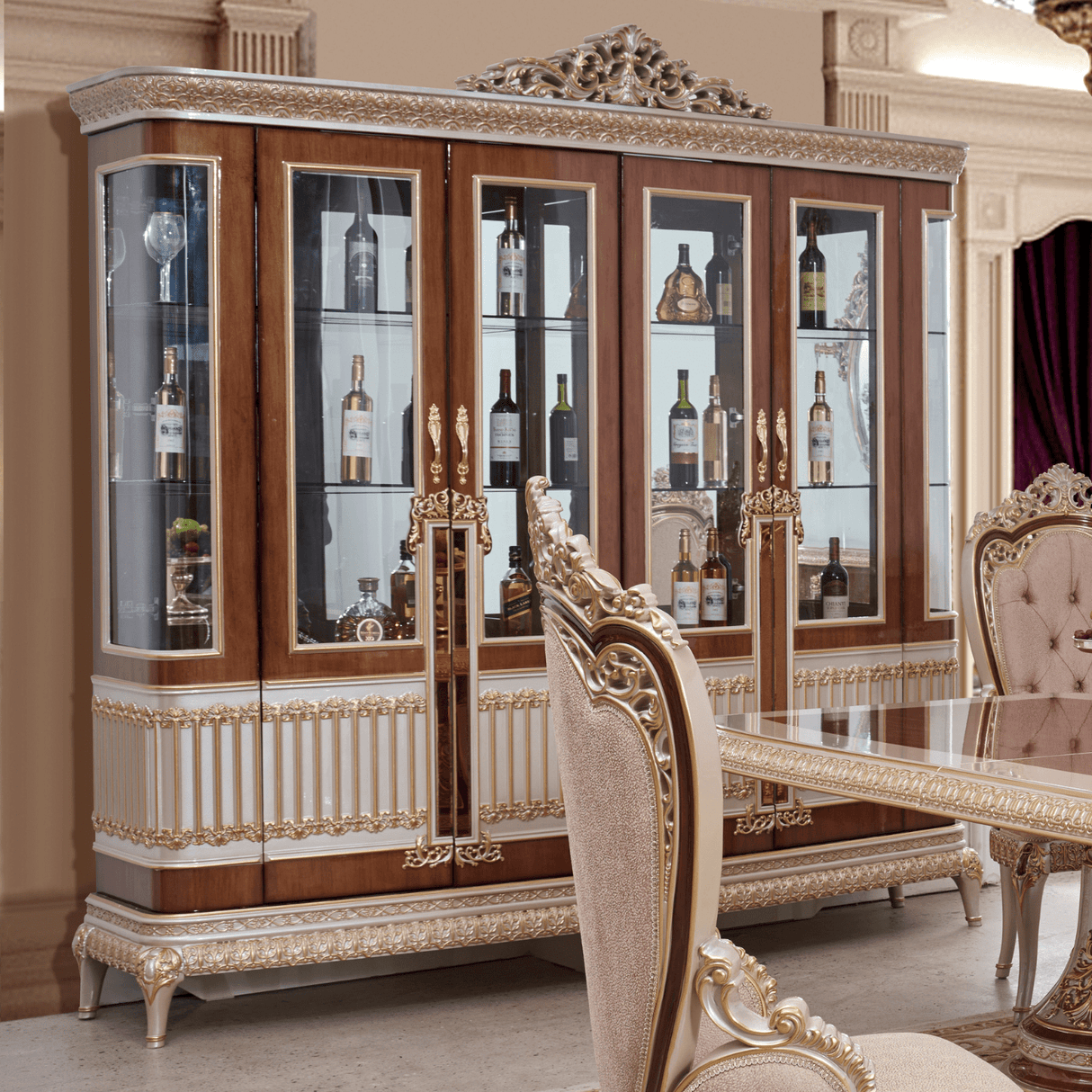 HD-9021 Antique Ivory/Cherry Inset/Gold Trim Dining Chair from Homey Design - Luna Furniture