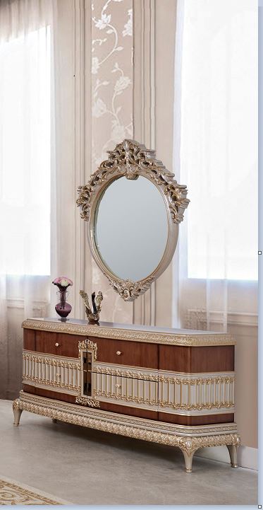 HD-9021 Antique Ivory/Cherry Inset/Gold Trim Dresser