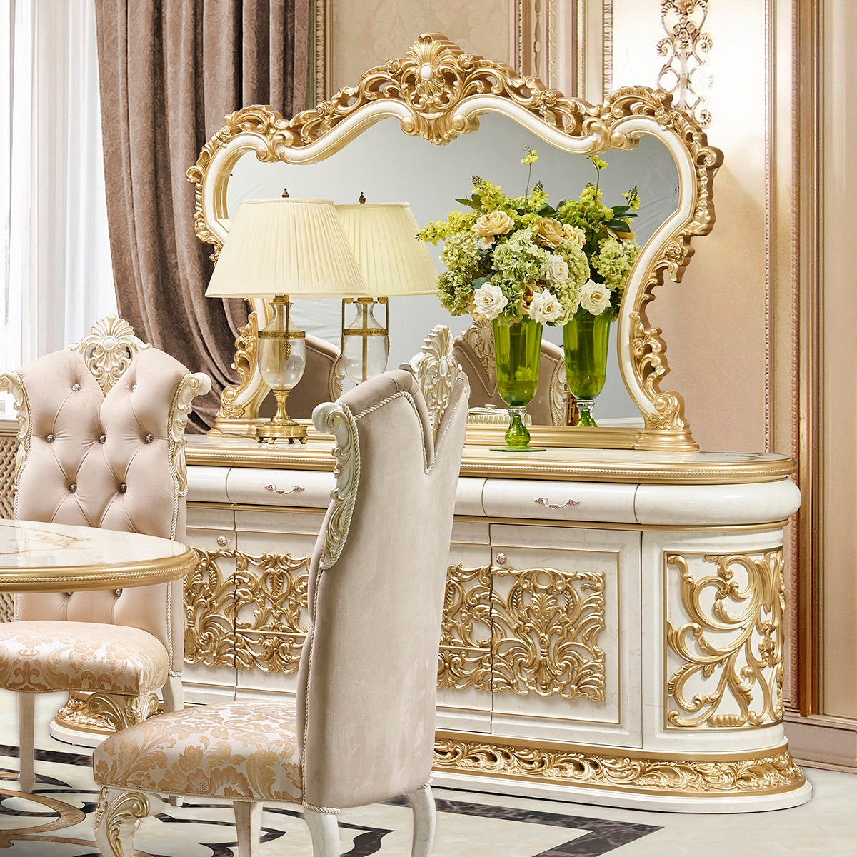 HD-903 Cream/Gold Buffet from Homey Design - Luna Furniture