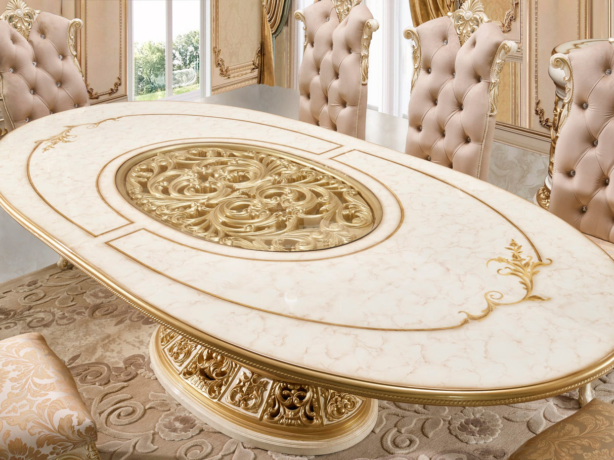 HD-903 Cream/Gold Dining Table from Homey Design - Luna Furniture