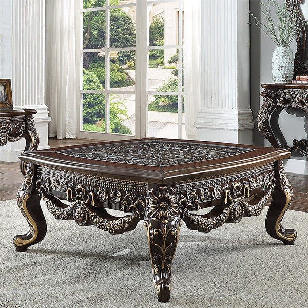 HD-905 Cherry/Metallic Antique Gold Highlights Coffee Table