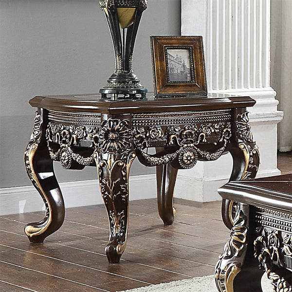 HD-905 Cherry/Metallic Antique Gold Highlights Coffee End Table