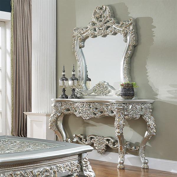 HD-905 Belle Silver/Metallic Antique Gold Highlights Side Console Table