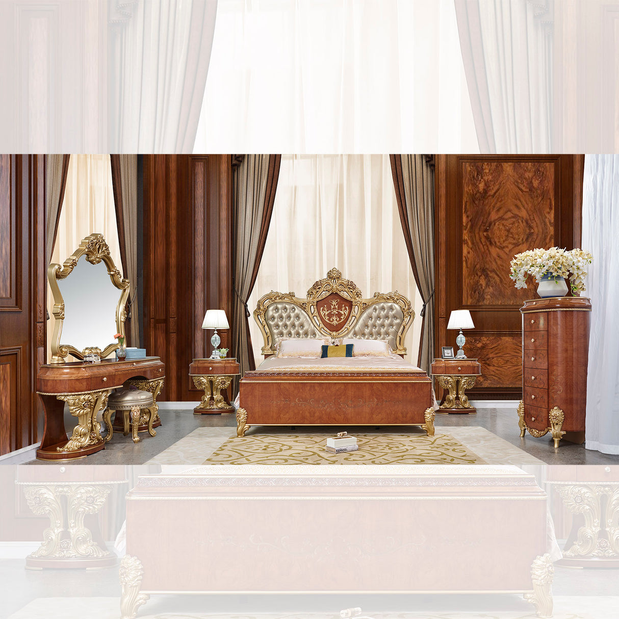 HD-9090 Mahogany 4-Piece Bedroom Set from Homey Design - Luna Furniture