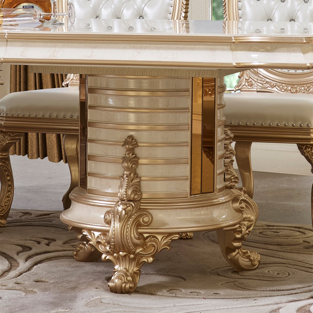 HD-9093 White/Gold 7-Piece Dining Set from Homey Design - Luna Furniture