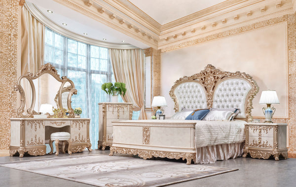 HD-9102 Champagne Gold/Ivory 6-Piece Bedroom Set