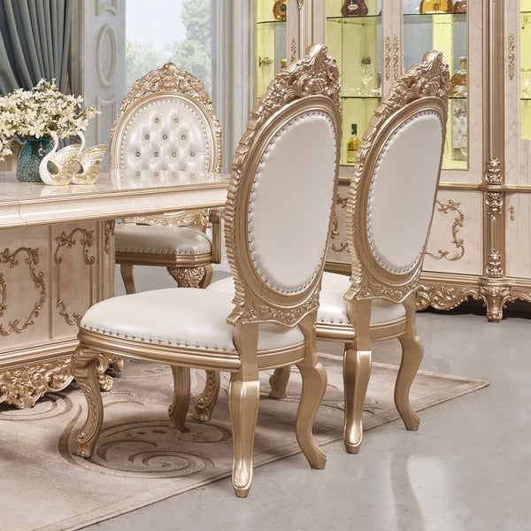 HD-9102 White/Gold Side Chair