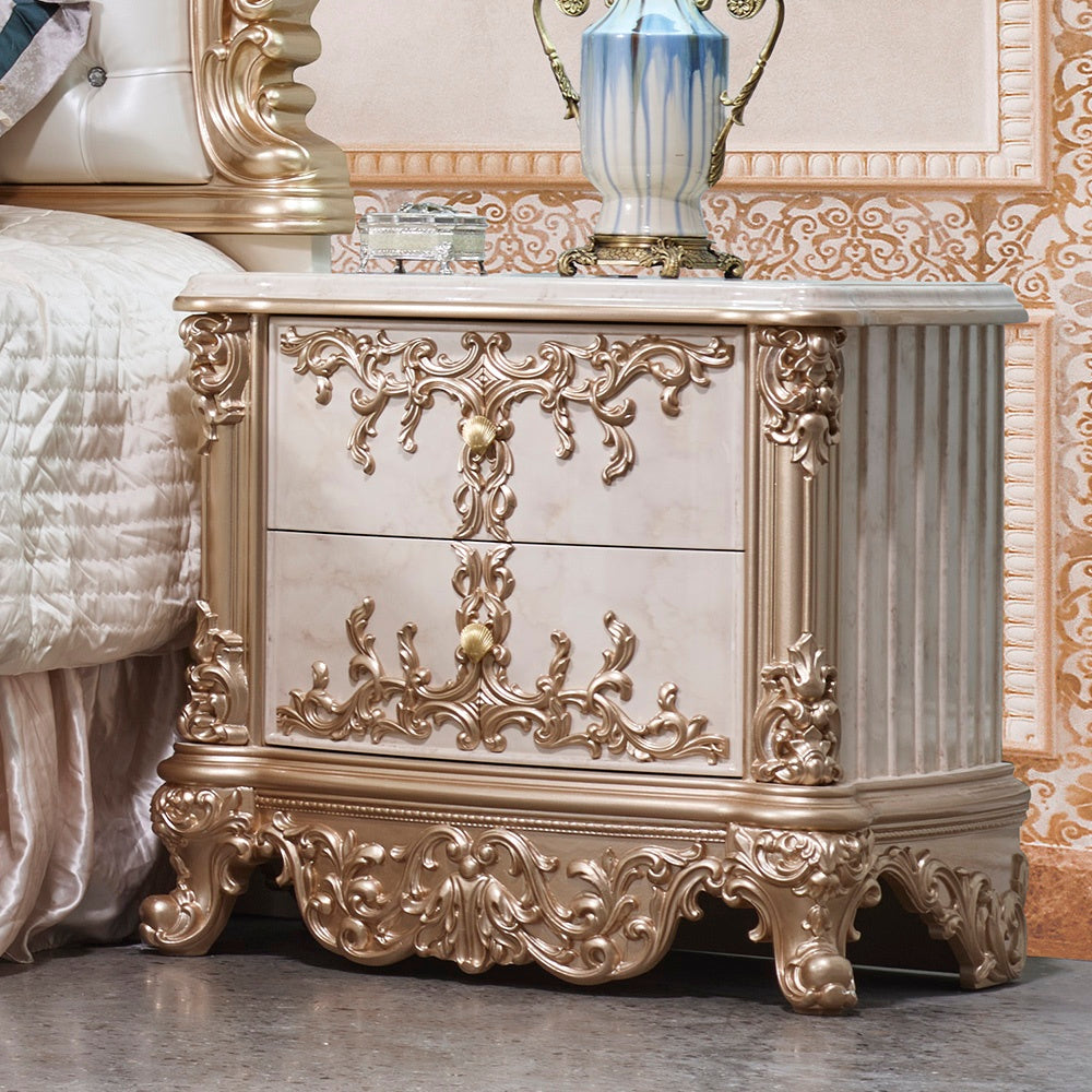 HD-9102 Gold/White Nightstand from Homey Design - Luna Furniture