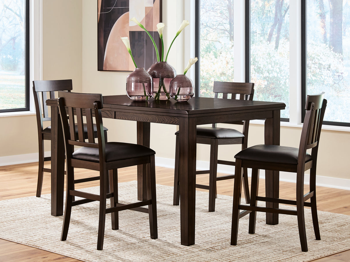 Haddigan Counter Height Dining Table and 4 Barstools in Dark Brown from Ashley - Luna Furniture