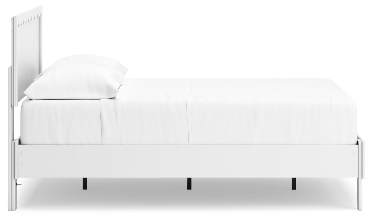 Hallityn Full Panel Platform Bed with Dresser and 2 Nightstands in White from Ashley - Luna Furniture