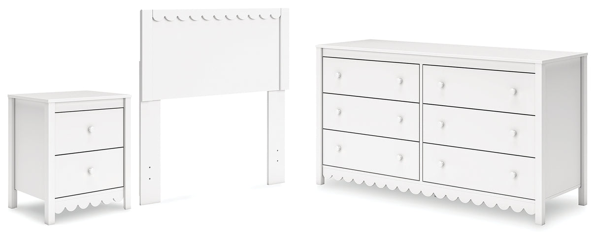 Hallityn Twin Panel Headboard with Dresser and Nightstand in White from Ashley - Luna Furniture