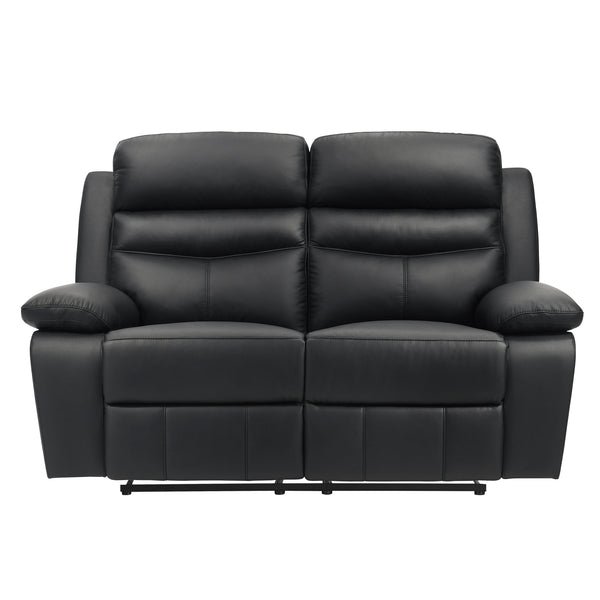 Hancock Black Leather Double Reclining Loveseat