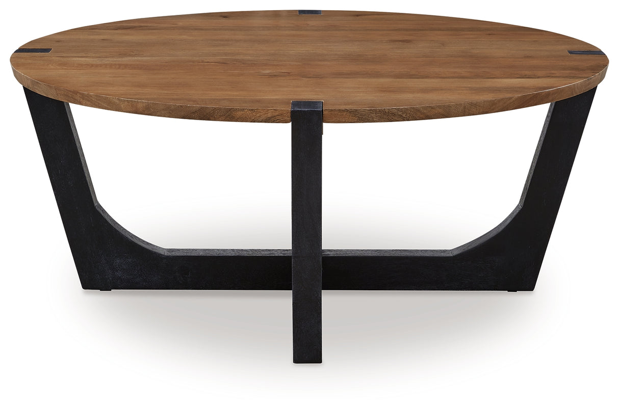 Hanneforth Coffee Table with 1 End Table in Brown/Black from Ashley Furniture - Luna Furniture