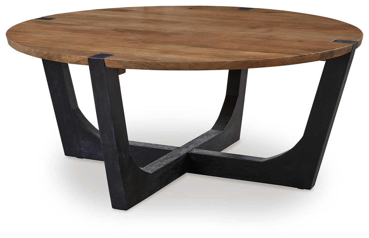 Hanneforth Coffee Table with 1 End Table in Brown/Black from Ashley Furniture - Luna Furniture