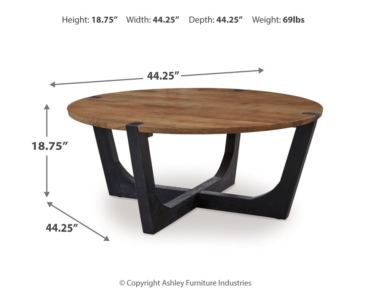 Hanneforth Coffee Table with 1 End Table in Brown/Black from Ashley Furniture - Luna Furniture
