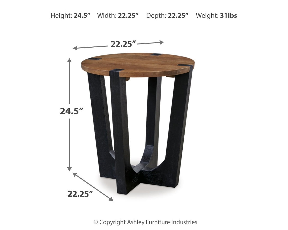 Hanneforth Coffee Table with 1 End Table in Brown/Black from Ashley Furniture - Luna Furniture