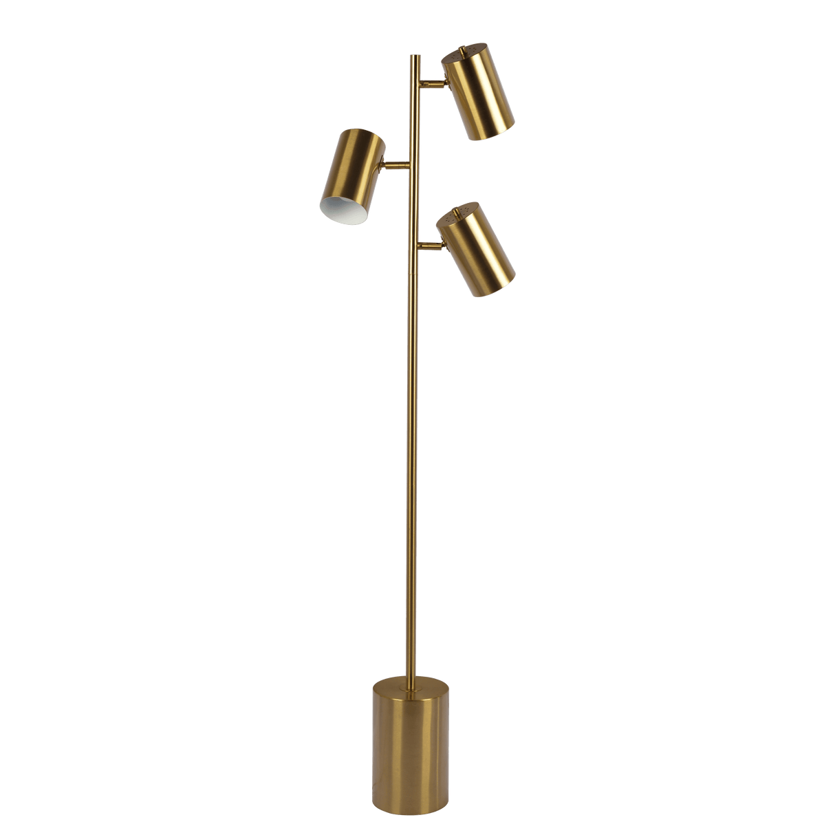 Harmony Brassed Gold Floor Lamp with Rotary Switch Triple Spots Metal Block Base from Midinmod - Luna Furniture