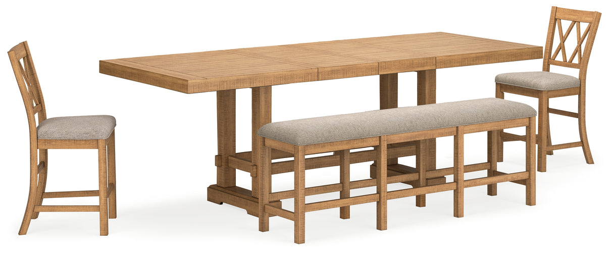 Havonplane Counter Height Dining Table and 2 Barstools and Bench in Brown from Ashley Furniture - Luna Furniture