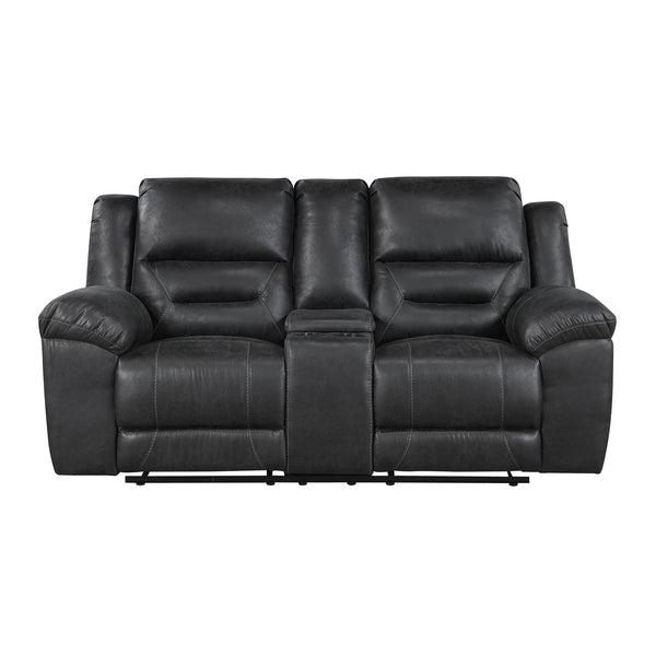 Hazen Black Double Reclining Loveseat with Center Console